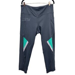 Fila Sport Gray & Teal Cropped Workout Leggings XXL